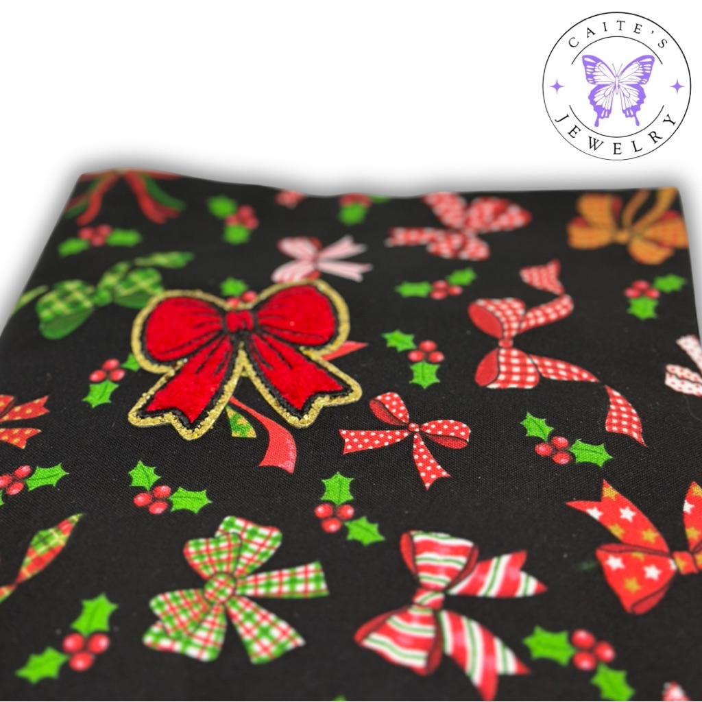 Handmade Small Book/Kindle Sleeve With A Holiday Bows Fabric